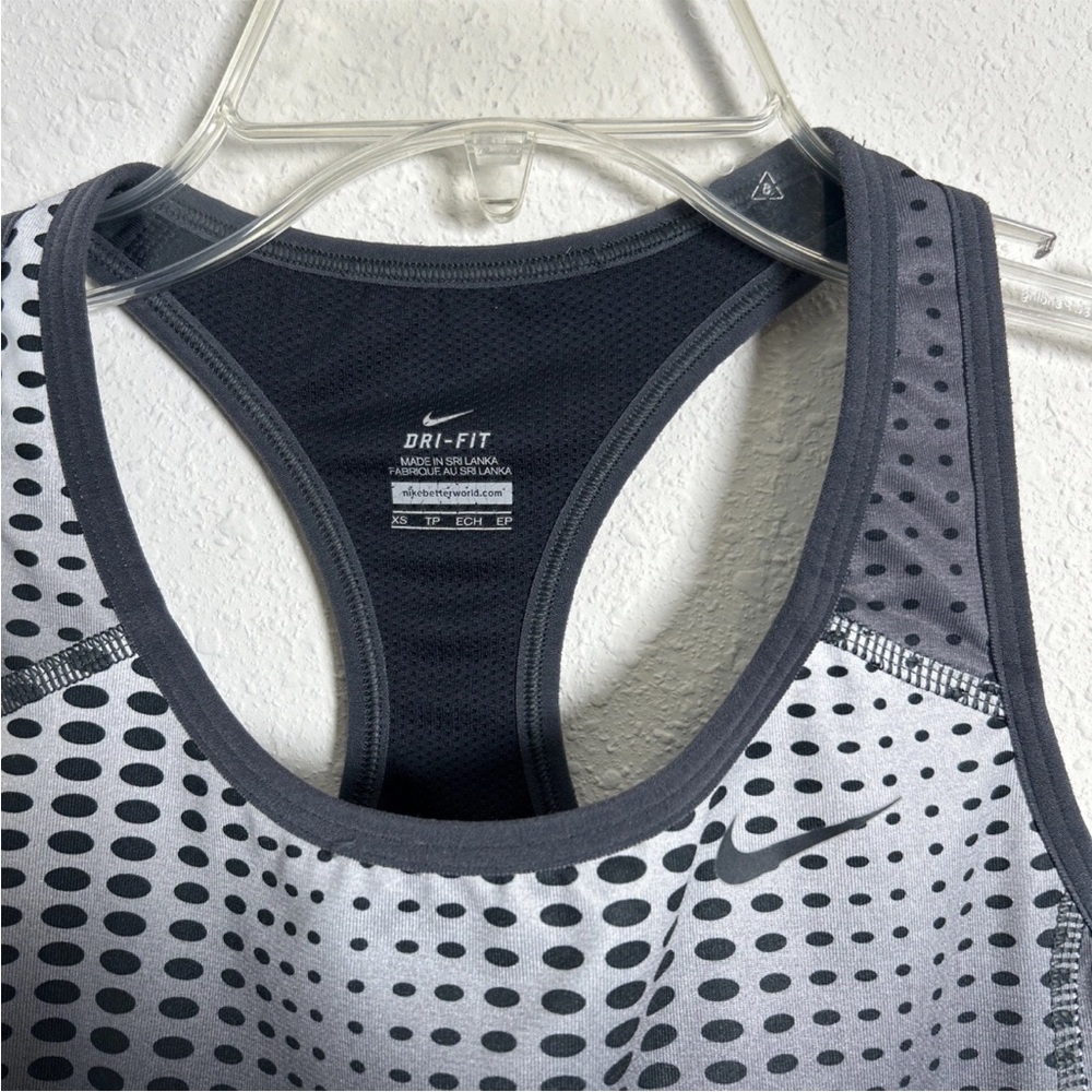 Nike Dri-Fit Support Victory Racerback Tank Top Sports Women Size XS Black Geo - Picture 2 of 5